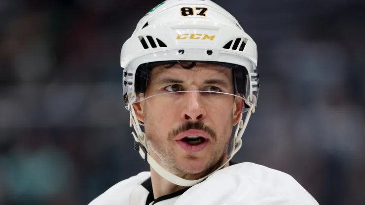 Sidney Crosby of the Pittsburgh Penguins at Climate Pledge Arena.