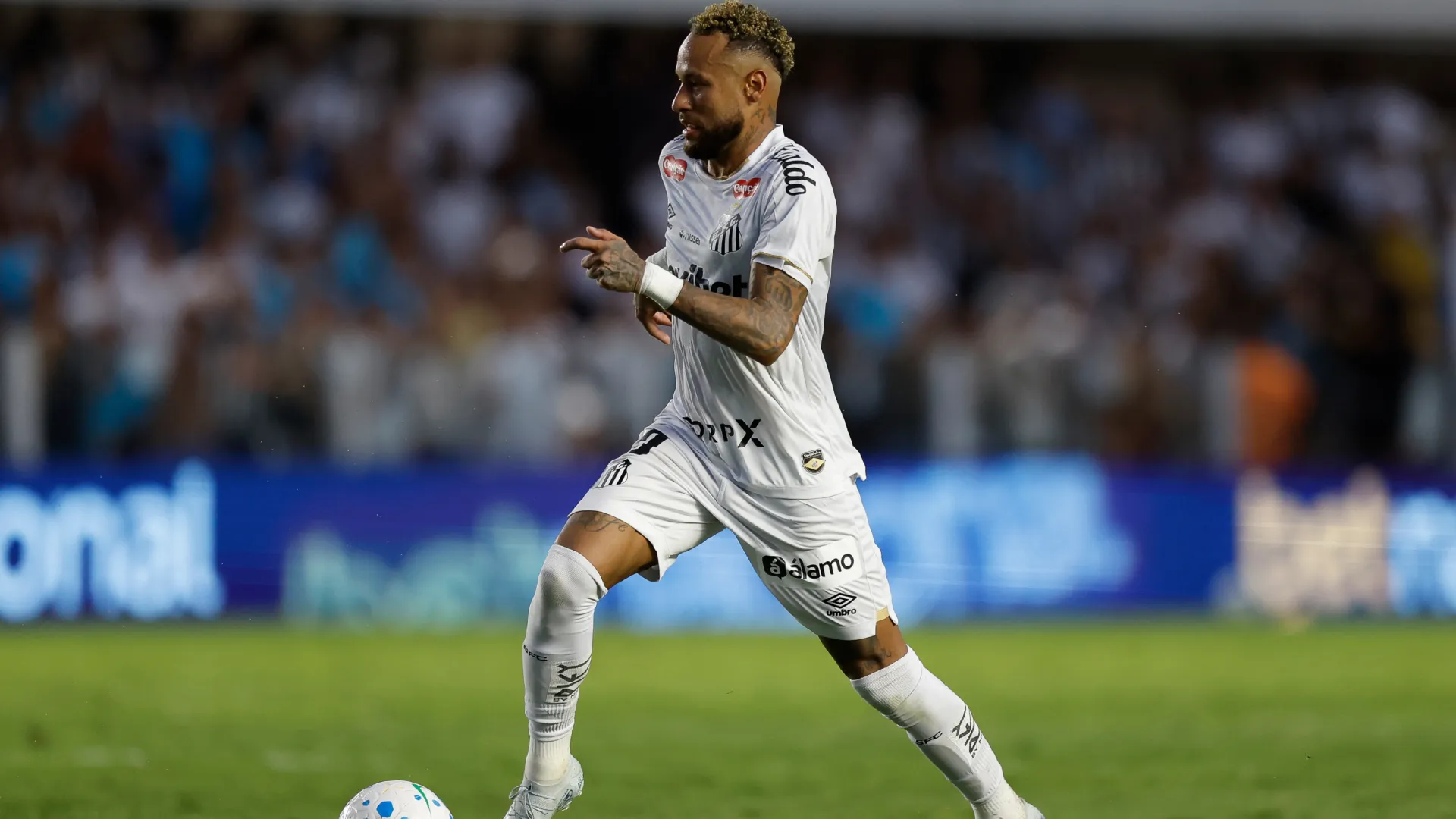 Neymar during a game with Santos. (Getty Images)
