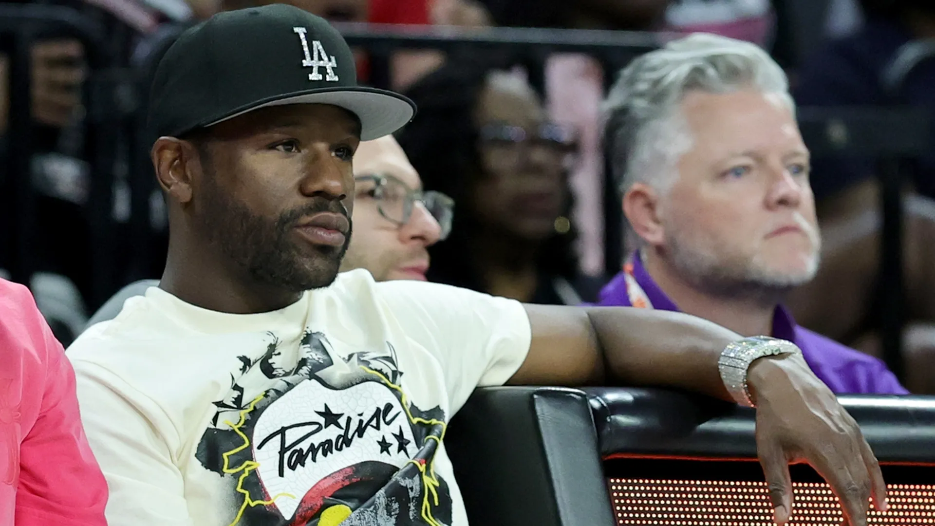 Floyd Mayweather Jr. attends a WNBA game in Las Vegas. Ethan Miller/Getty Images