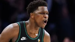 Anthony Edwards #5 of the Minnesota Timberwolves celebrates.