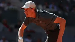 Jannik Sinner of Italy serves.