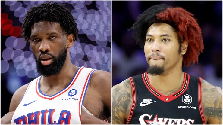 Joel Embiid and Kelly Oubre of the Philadelphia 76ers.