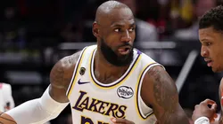 LeBron James #23 of the Los Angeles Lakers during the second quarter.