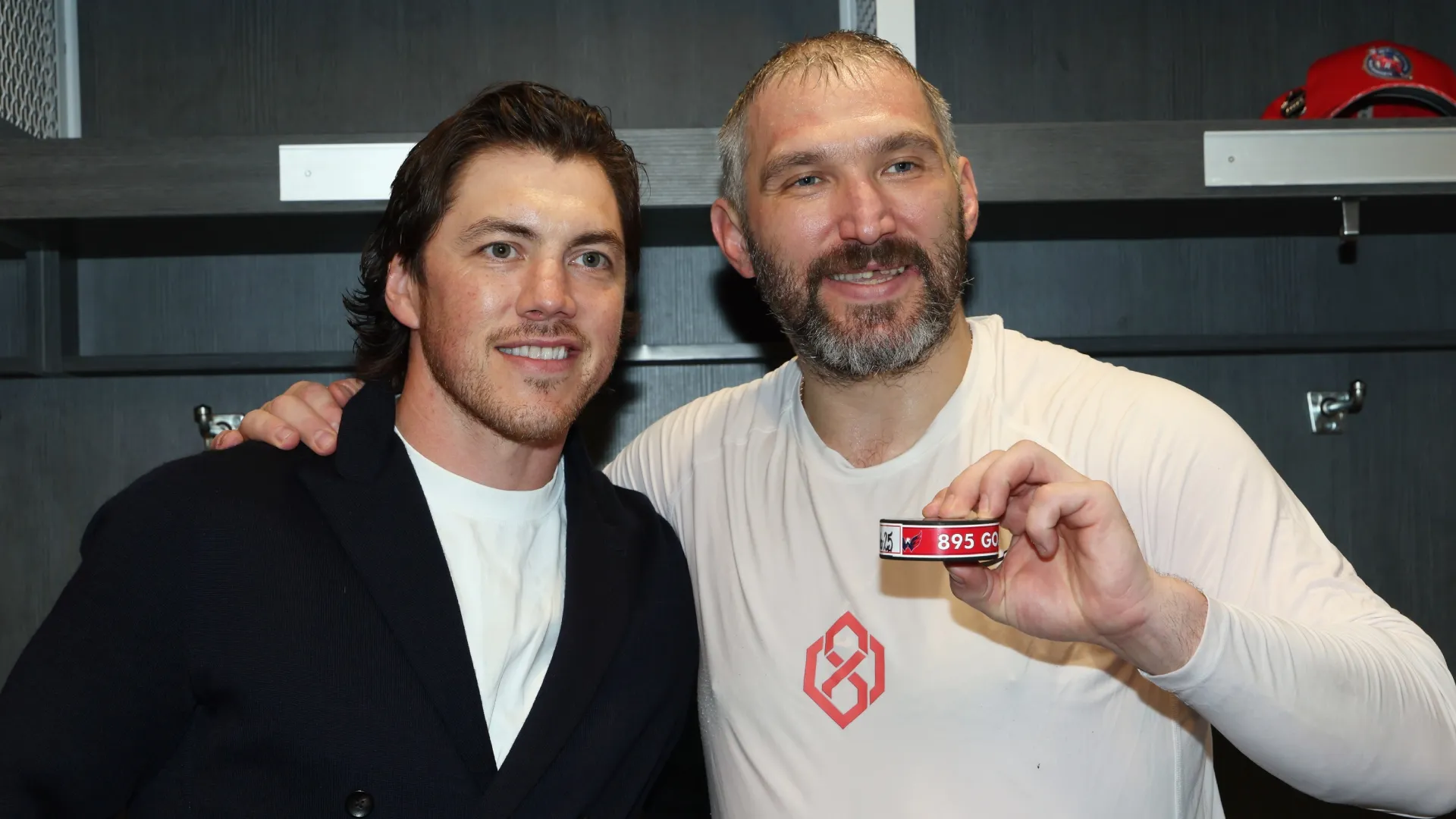 T.J. Oshie with Alex Ovechkin