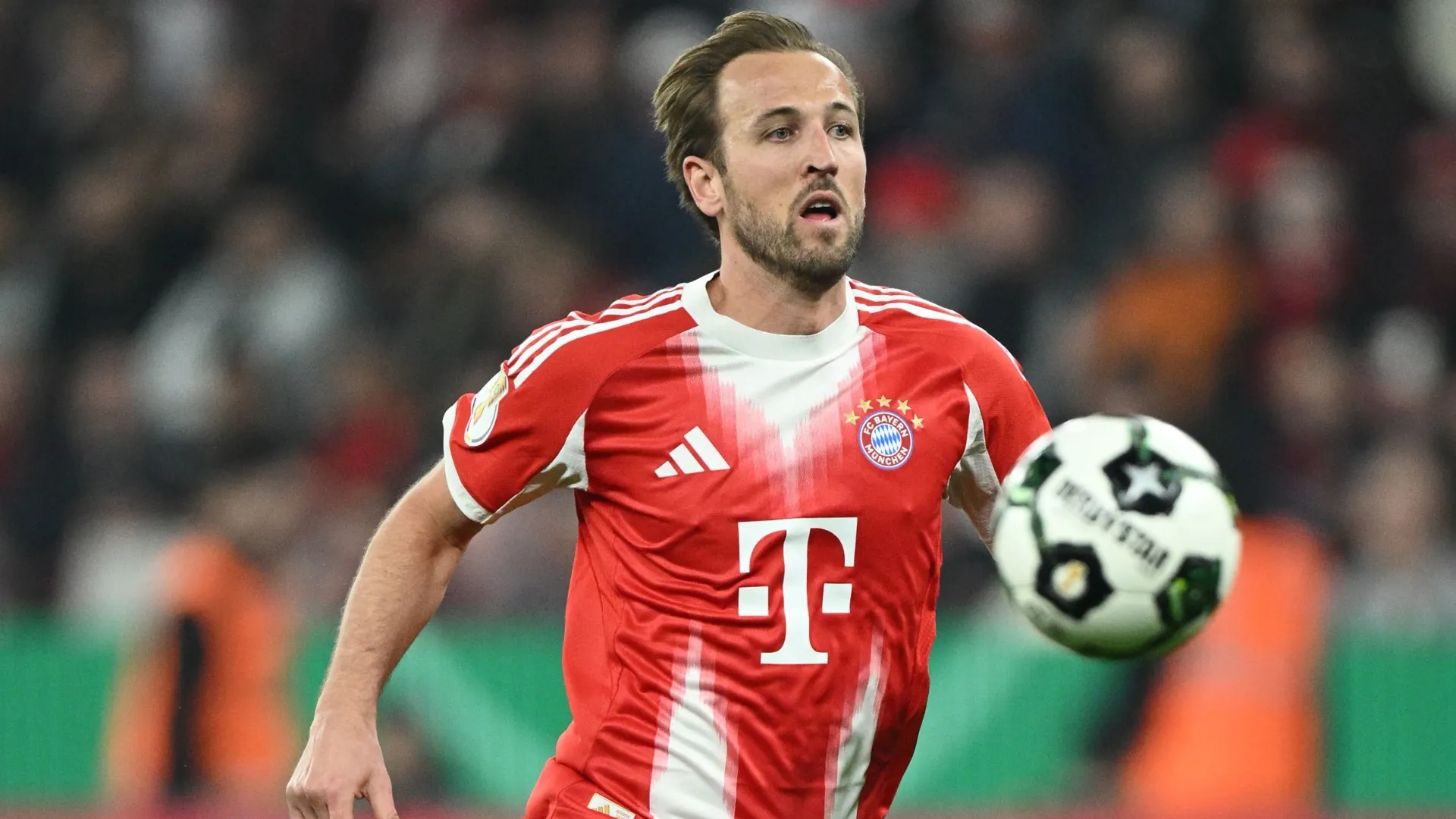 Harry Kane in action during the DFB Cup semifinal match in 2026 (Source: Stuart Franklin/Getty Images)
