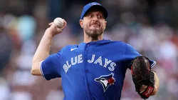 Starter Max Scherzer #31 of the Blue Jays pitches against the Diamondbacks.