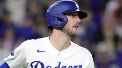Kyle Tucker #23 of the Dodgers runs after hitting a two run walk-off single.