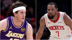 Austin Reaves of the Los Angeles Lakers and Kevin Durant of Houston Rockets.