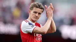 Martin Odegaard of Arsenal celebrates victory after the Premier League match against Newcastle United.