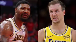 Marcus Smart and Luke Kennard of the Los Angeles Lakers.