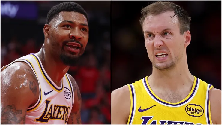 Marcus Smart and Luke Kennard of the Los Angeles Lakers.