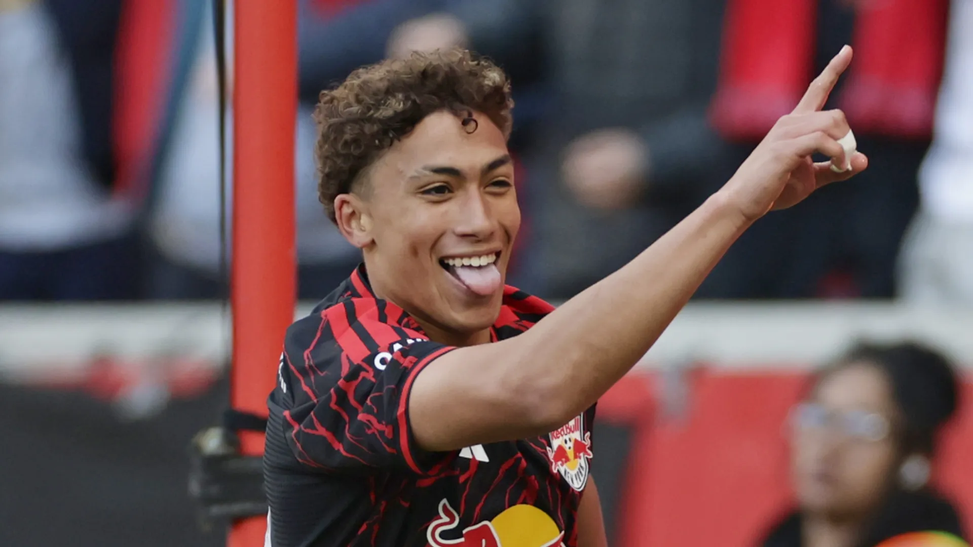 Julian Hall celebrates a goal