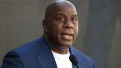 Earvin "Magic" Johnson speaks.
