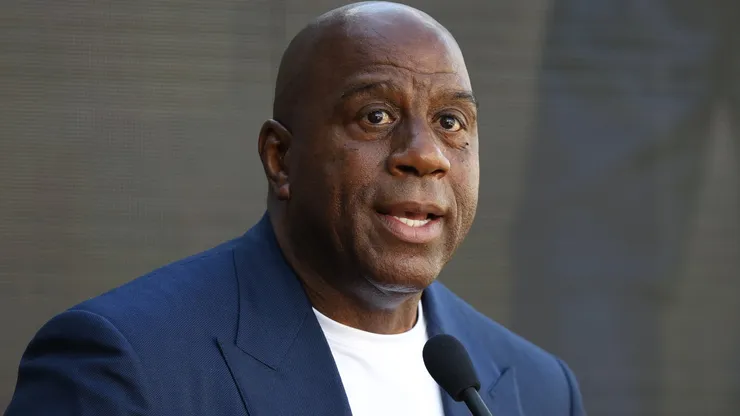 Earvin "Magic" Johnson speaks.