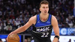Franz Wagner #22 of the Orlando Magic plays against the Detroit Pistons.