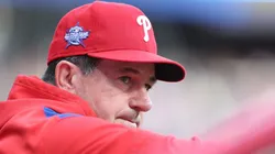 Rob Thomson #49 of the Philadelphia Phillies looks on.