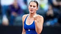 Marta Kostyuk during the women's singles match during the 2026 Billie Jean King Cup.