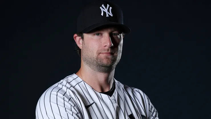 Gerrit Cole #45 of the New York Yankees poses for a photo.