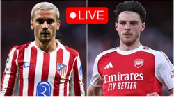Antoine Griezmann of Atletico Madrid and Declan Rice of Arsenal.