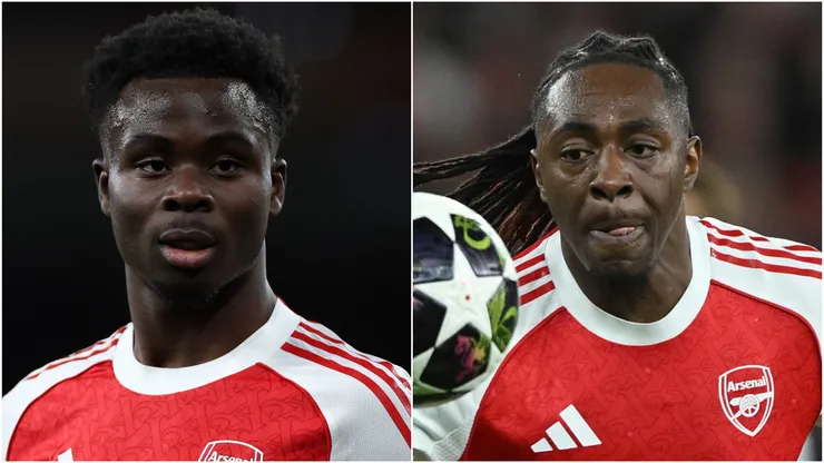 Bukayo Saka and Eberechi Eze of Arsenal.