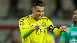 Cristiano Ronaldo reacts after scores the goal.