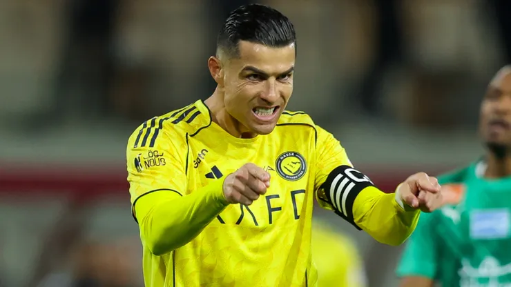 Cristiano Ronaldo reacts after scores the goal.