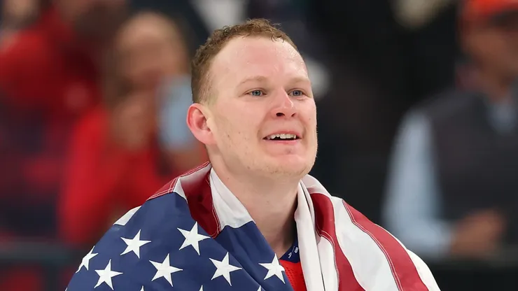 Brady Tkachuk at Milano Santagiulia Ice Hockey Arena