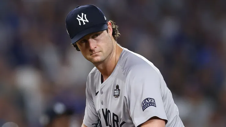 Gerrit Cole reacts after giving up a hit.