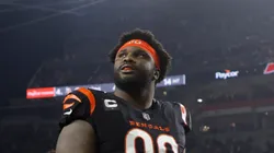 D.J. Reader walking off Paycor Stadium in Cincinnati.
