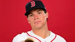 Nate Eaton #18 of the Red Sox poses for a picture.