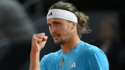 Alexander Zverev celebrates a point against Flavio Cobolli.