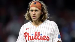 Alec Bohm #28 of the Phillies looks on during a game.