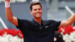 Alexander Blockx celebrates match point in his match against Casper Ruud of Norway.