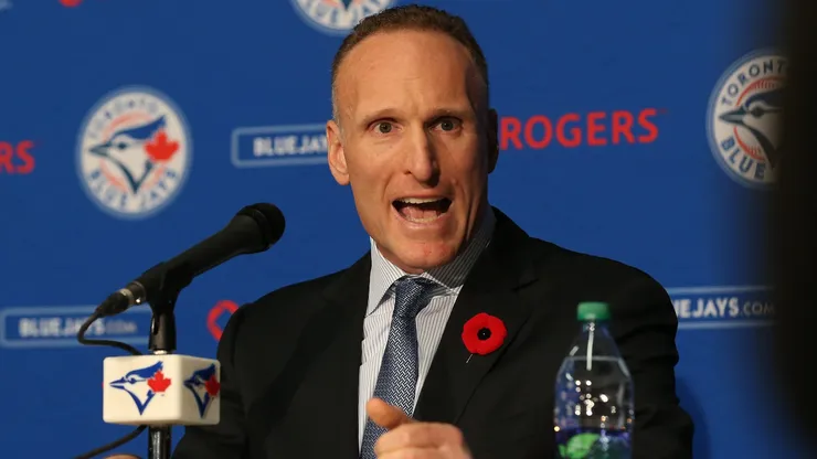 Mark Shapiro speaks to the media.