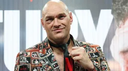 Tyson Fury speaks to the media.