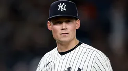 Will Warren #29 of the New York Yankees heads to the dugout.