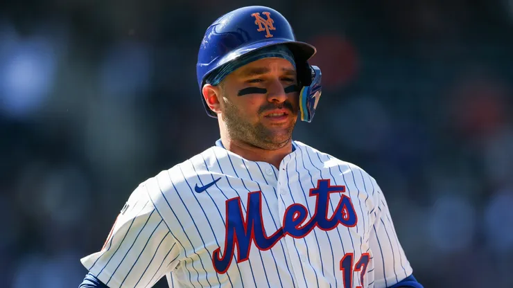 Luis Torrens #13 of the Mets runs during the game.