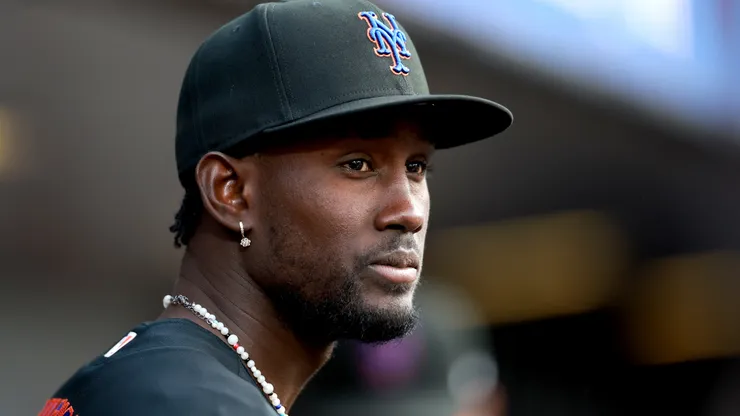Ronny Mauricio #0 of the New York Mets looks on.