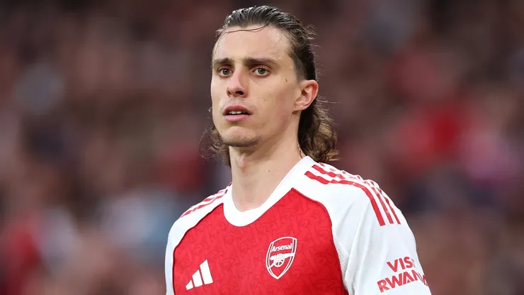 Riccardo Calafiori of Arsenal during the Premier League match against Fulham