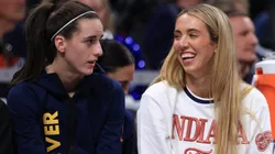 Caitlin Clark #22 and Lexie Hull #10 of the Indiana Fever.