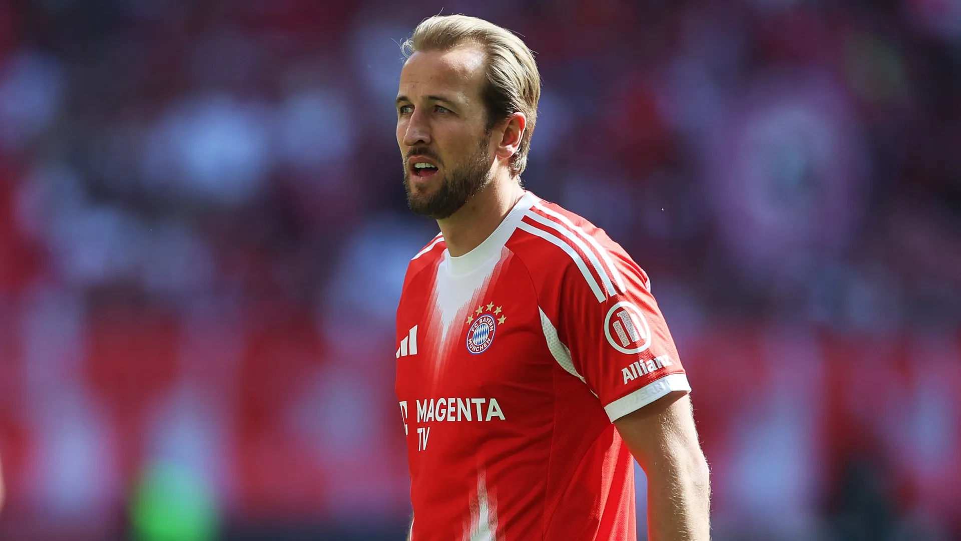 Harry Kane of Bayern Munich reacts during the Bundesliga match in 2026 (Source: Adam Pretty/Getty Images)