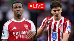 Gabriel Magalhaes of Arsenal and Julian Alvarez of Atletico Madrid.