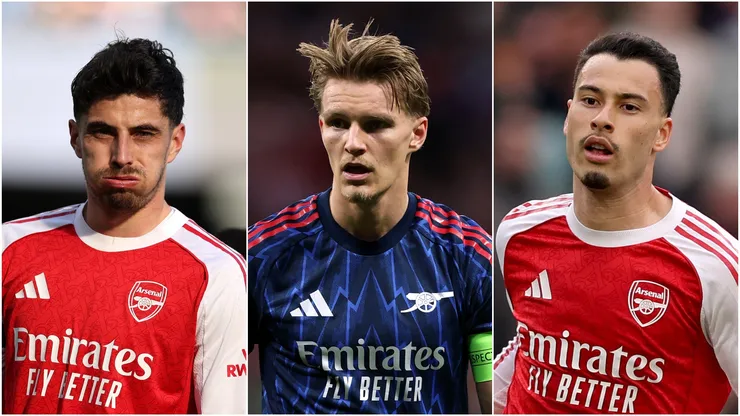 Havertz, Odegaard, Martinelli of Arsenal.