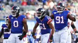 New York Giants defense celebrates after making a play.