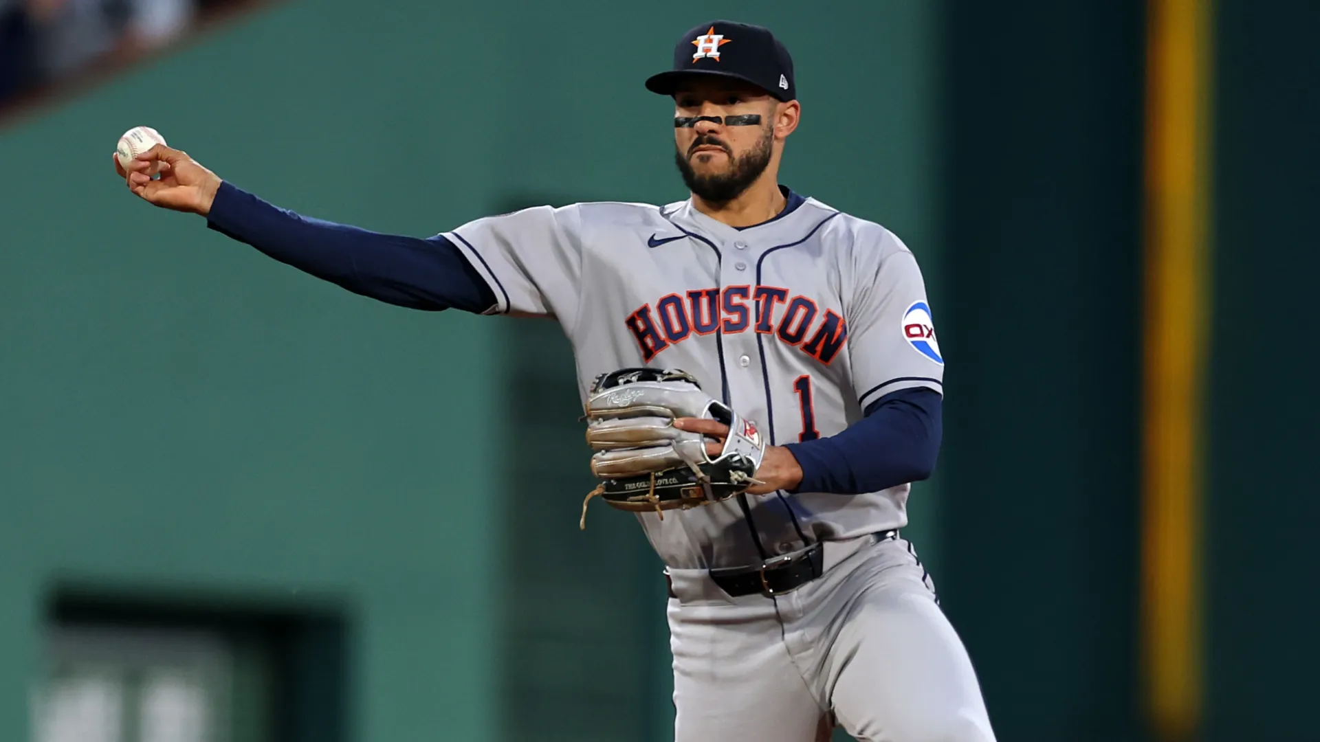 Carlos Correa throws to first during the Astros’ matchup. Maddie Meyer/Getty Images.