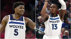 Anthony Edwards and Ayo Dosunmu of the Minnesota Timberwolves in 2026.