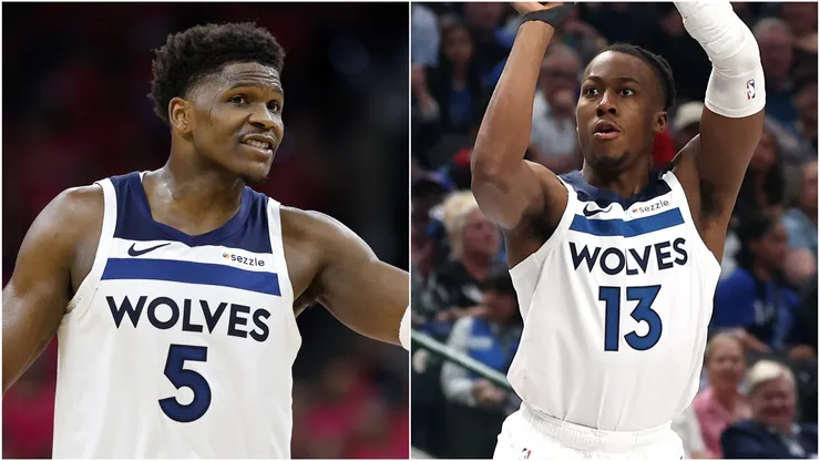 Anthony Edwards and Ayo Dosunmu of the Minnesota Timberwolves in 2026.