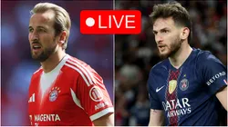 Harry Kane of Bayern Munich and Khvicha Kvaratskhelia of PSG.