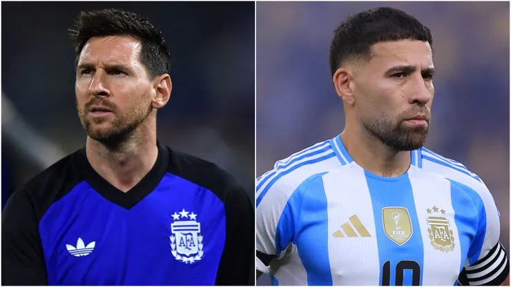 Lionel Messi and Nicolas Otamendi of Argentina.