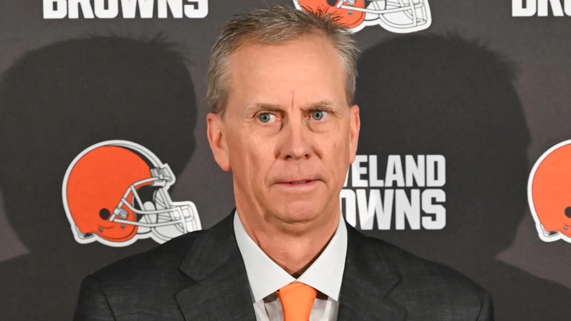 Todd Monken poses for photos after being introduced as head coach of the Cleveland Browns